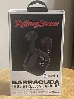 Rolling Stones Black Barracuda True Wireless Earbuds Smart Display Charging Case